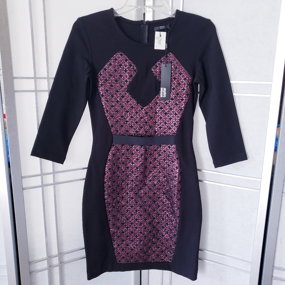 🤍🩵Markus Lupfer black brocade bodice dress SMALL